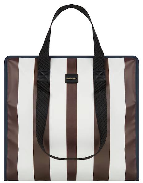 ASOS Large Shopper Bag In White And Burgundy Stripe