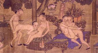 Wikipedia / Junge Männer im erotischen Spiel (Handrolle aus Peking, spätes 19. Jh.)