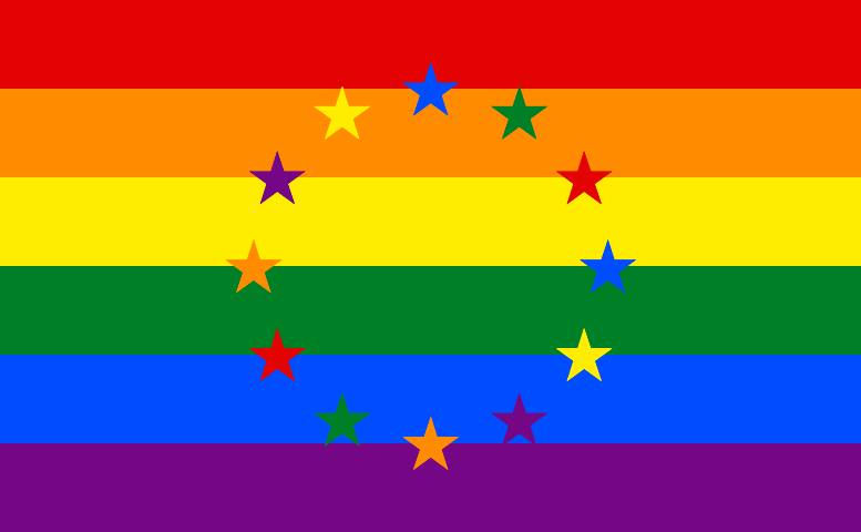 Die EU Flagge mit dem Regenbogen
