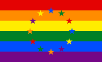 Die EU Flagge mit dem Regenbogen