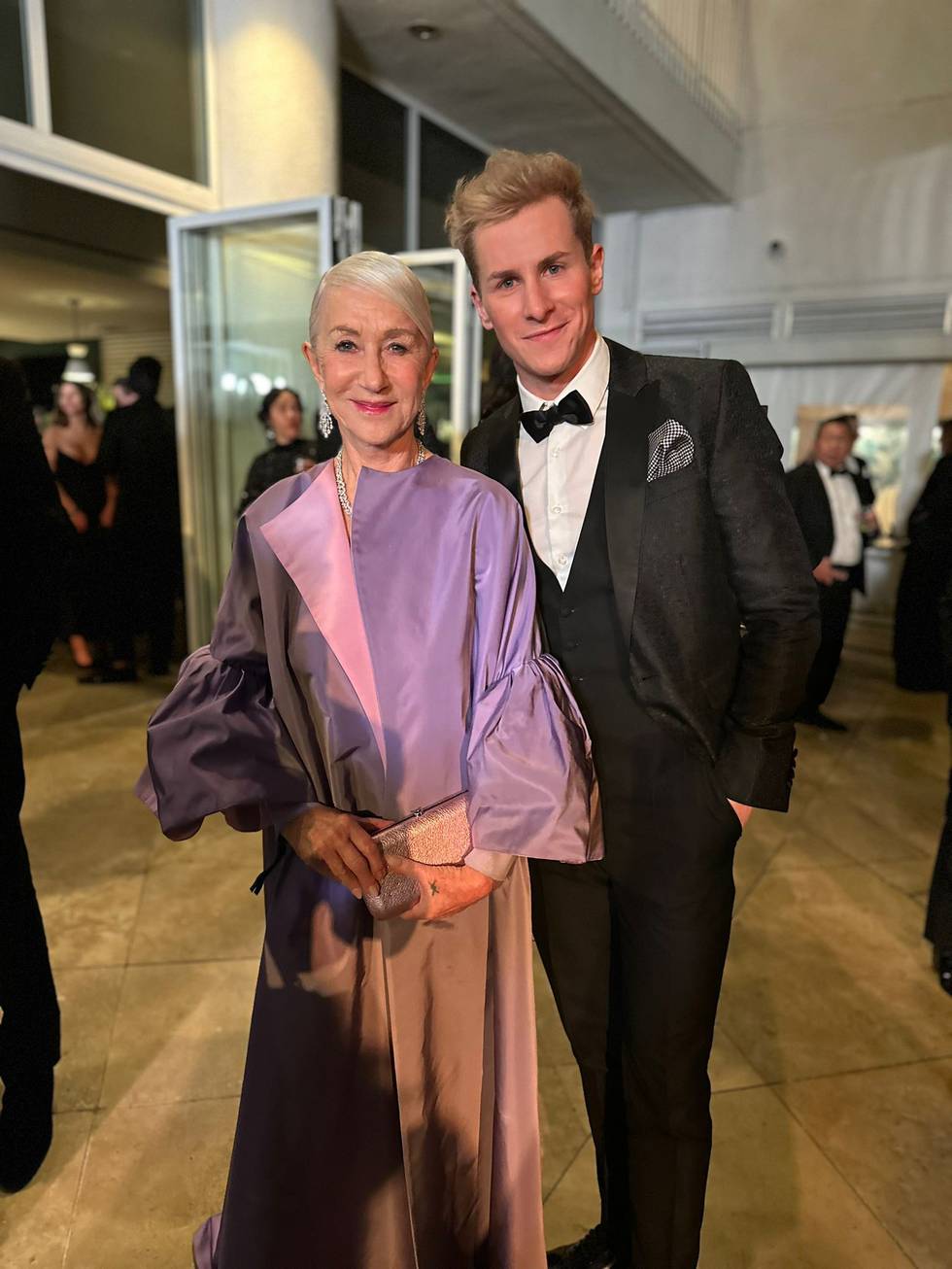 Lukas Sauer with Helen Mirren at GG After Party.JPG